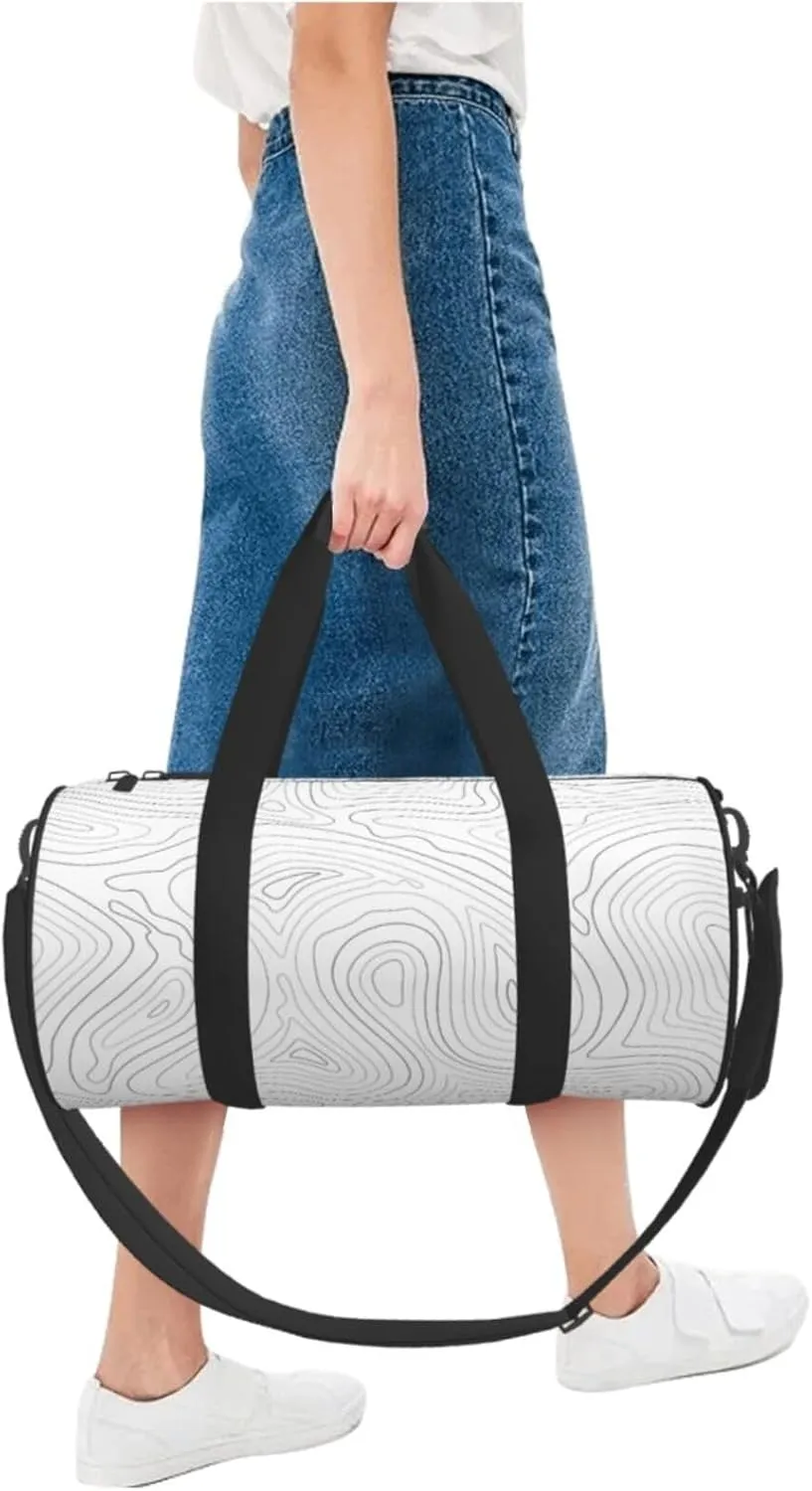 Travel Duffle Bag for Men Women, Topographic Contour Map Duffle Bags for Sport Gym Overnight Luggage
