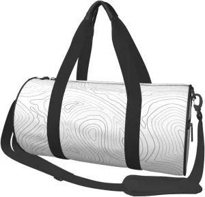Travel Duffle Bag for Men Women, Topographic Contour Map Duffle Bags for Sport Gym Overnight Luggage