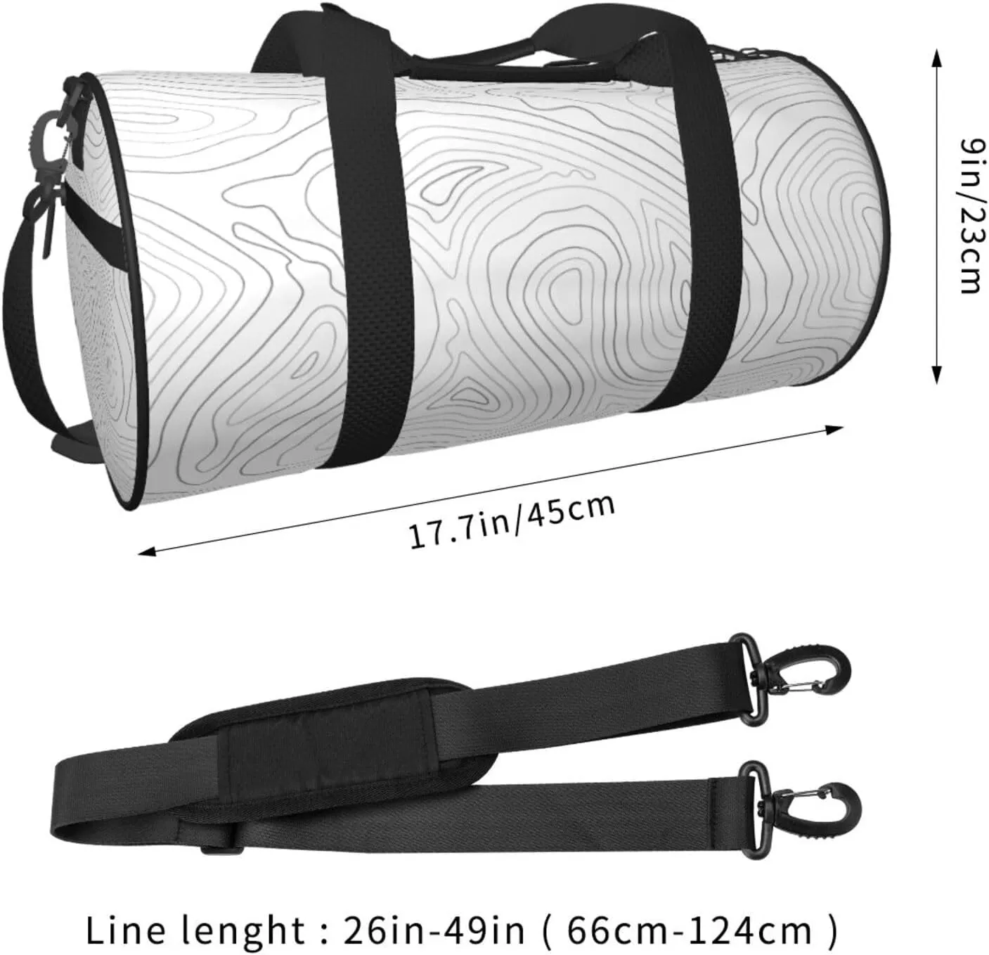 Travel Duffle Bag for Men Women, Topographic Contour Map Duffle Bags for Sport Gym Overnight Luggage