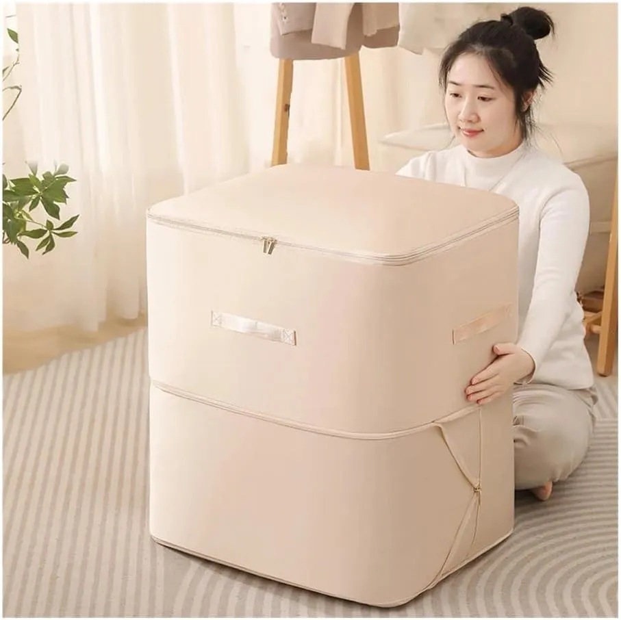 Travel Storage Bag Portable Compression Duvet Storage Bag Large Capacity Closet Quilt Organizer Cabinet Pillow Blanket Organizer(54x42x30cm-Grey,2PCS)