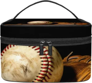 Travel Toiletry Bag,Small Makeup Bag,Vintage Baseball Gloveball Sport,Make up Bags for Women