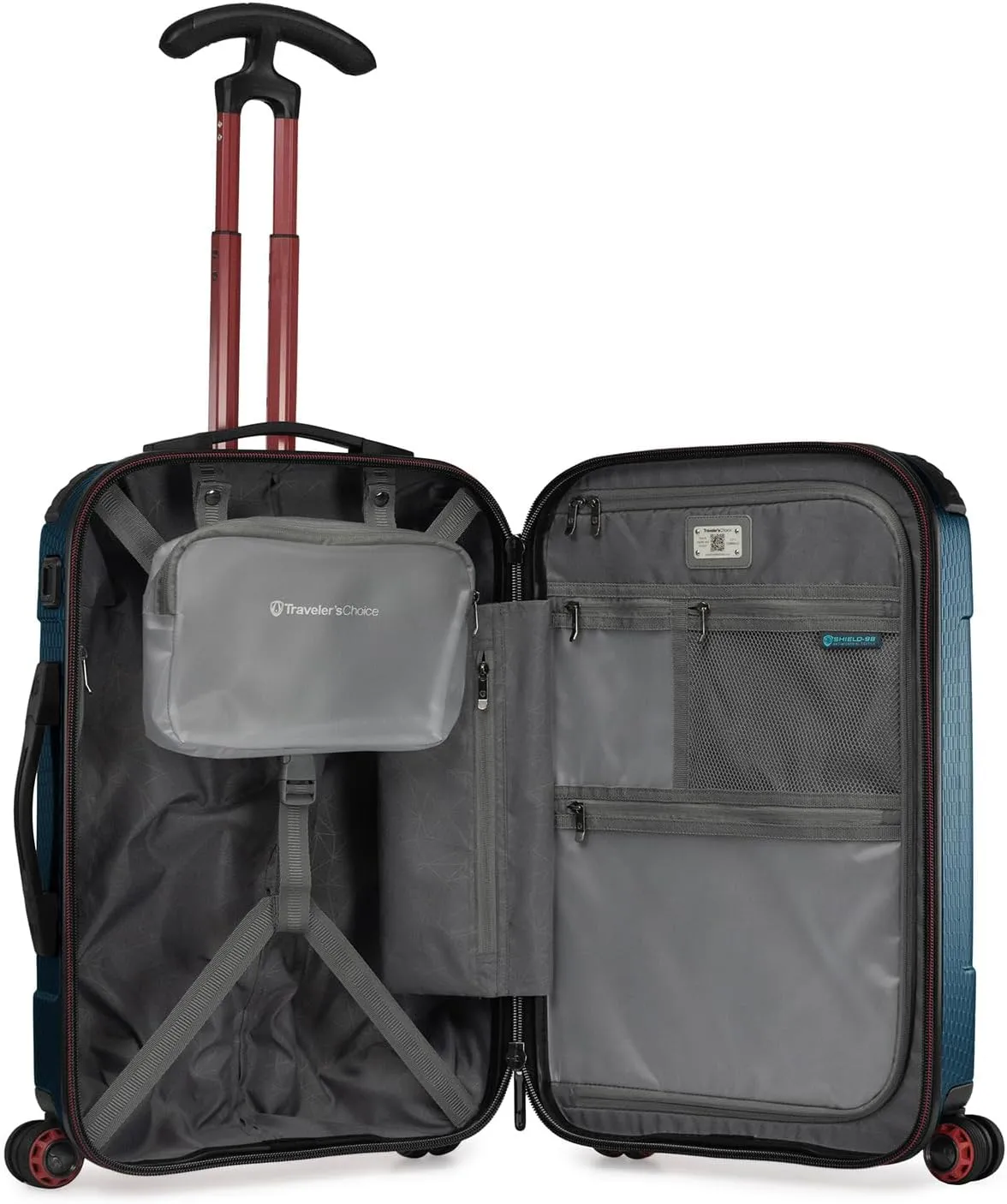 Traveler's Choice Maxporter II Hardside Polycarbonate Suitcase with Spinner Wheels, Navy, 22" Carry-On Luggage