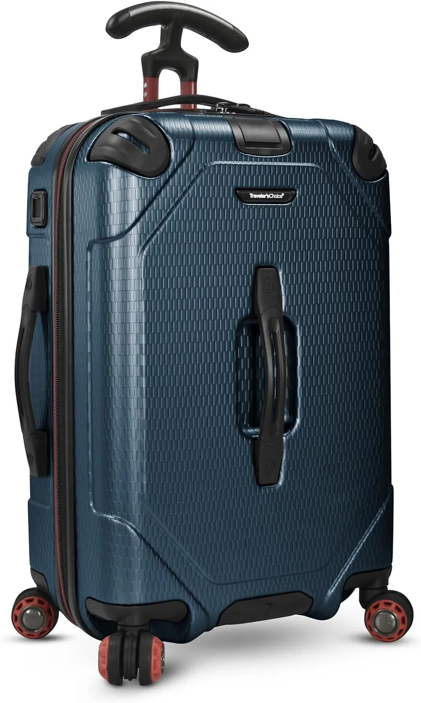Traveler's Choice Maxporter II Hardside Polycarbonate Suitcase with Spinner Wheels, Navy, 22" Carry-On Luggage