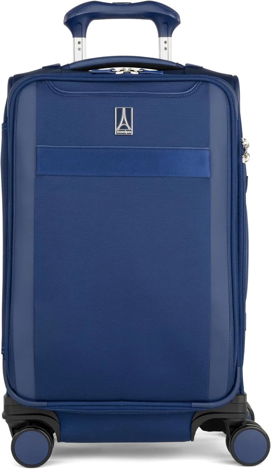 Travelpro VersaPack  Lightweight Softside Expandable Carry on Luggage, 8 Spinner Suitcase, TSA Lock, Men and Women, Carry On 21-Inch, Estate Blue