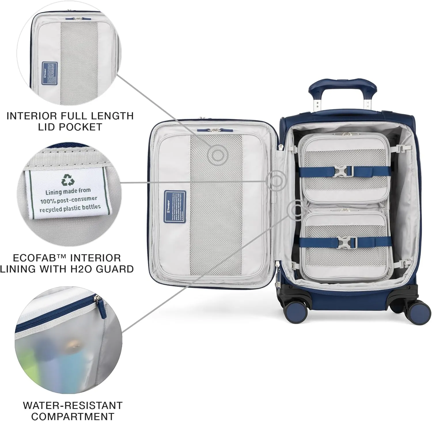 Travelpro VersaPack  Lightweight Softside Expandable Carry on Luggage, 8 Spinner Suitcase, TSA Lock, Men and Women, Carry On 21-Inch, Estate Blue