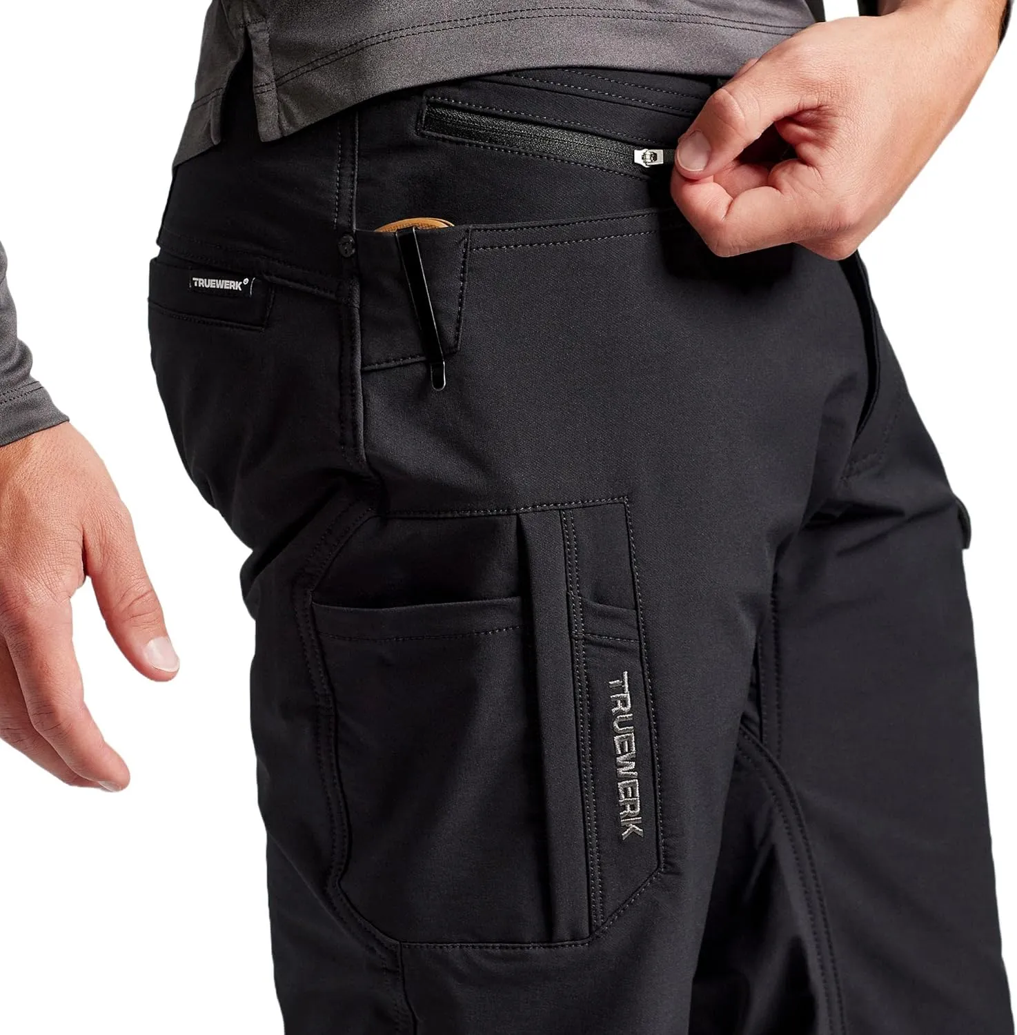 TRUEWERK Men's Work Pants - T2 WerkPant Technical Workwear, Water Resistant, Lightweight, Multi-Pocket with 4-Way Stretch
