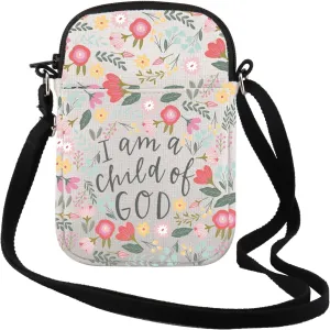 TSOTMO I Am a Child of God Crossbody Bag Child of God Nursery Floral Gift for Women Best Friend