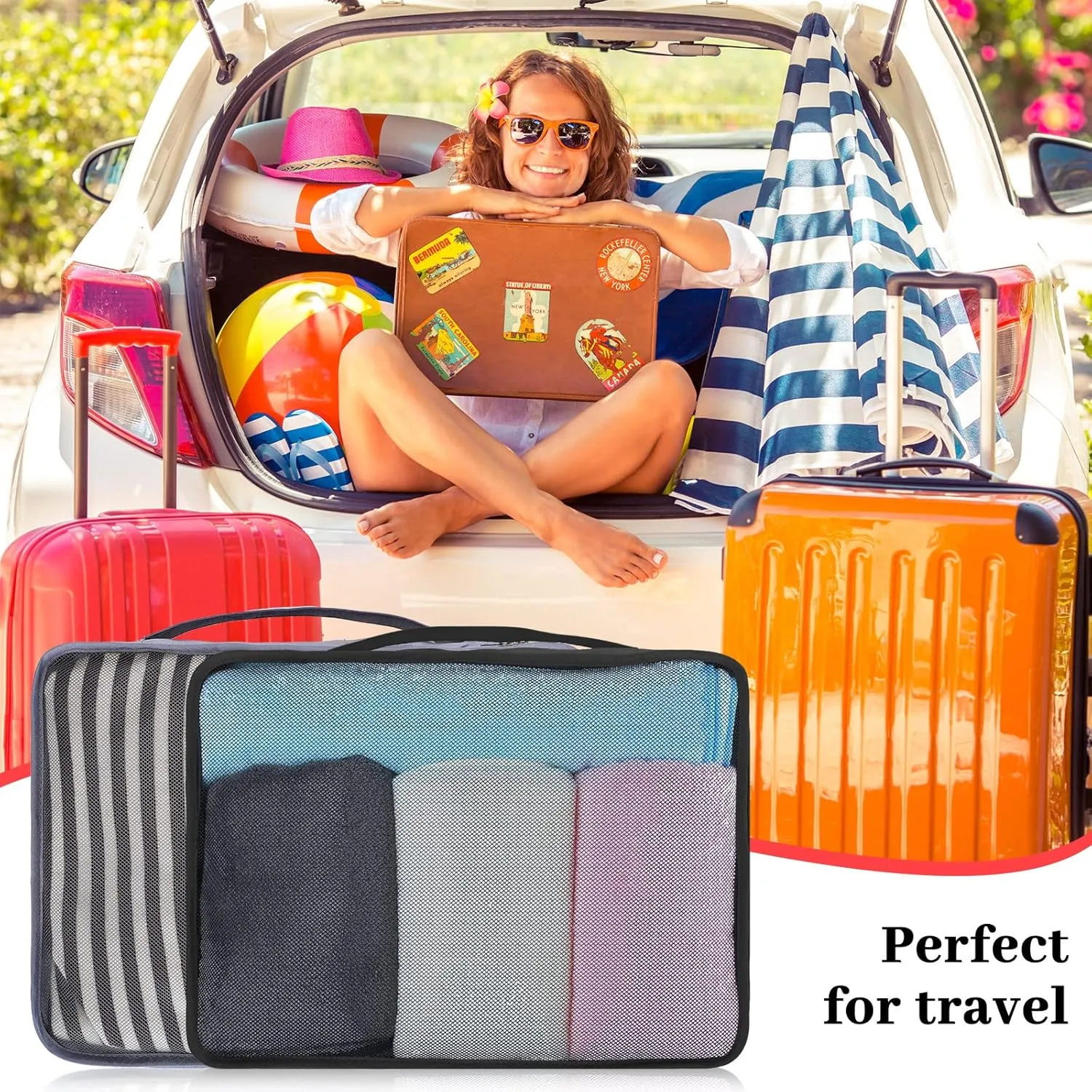 Tudomro 12 Pcs Large Packing Cubes Luggage Organizers for Suitcase Mesh Travel Organizer Bags Travel Packing Organizers for Traveling Camping Hiking