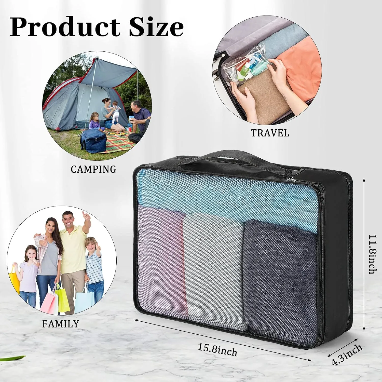 Tudomro 12 Pcs Large Packing Cubes Luggage Organizers for Suitcase Mesh Travel Organizer Bags Travel Packing Organizers for Traveling Camping Hiking