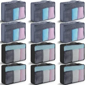 Tudomro 12 Pcs Large Packing Cubes Luggage Organizers for Suitcase Mesh Travel Organizer Bags Travel Packing Organizers for Traveling Camping Hiking