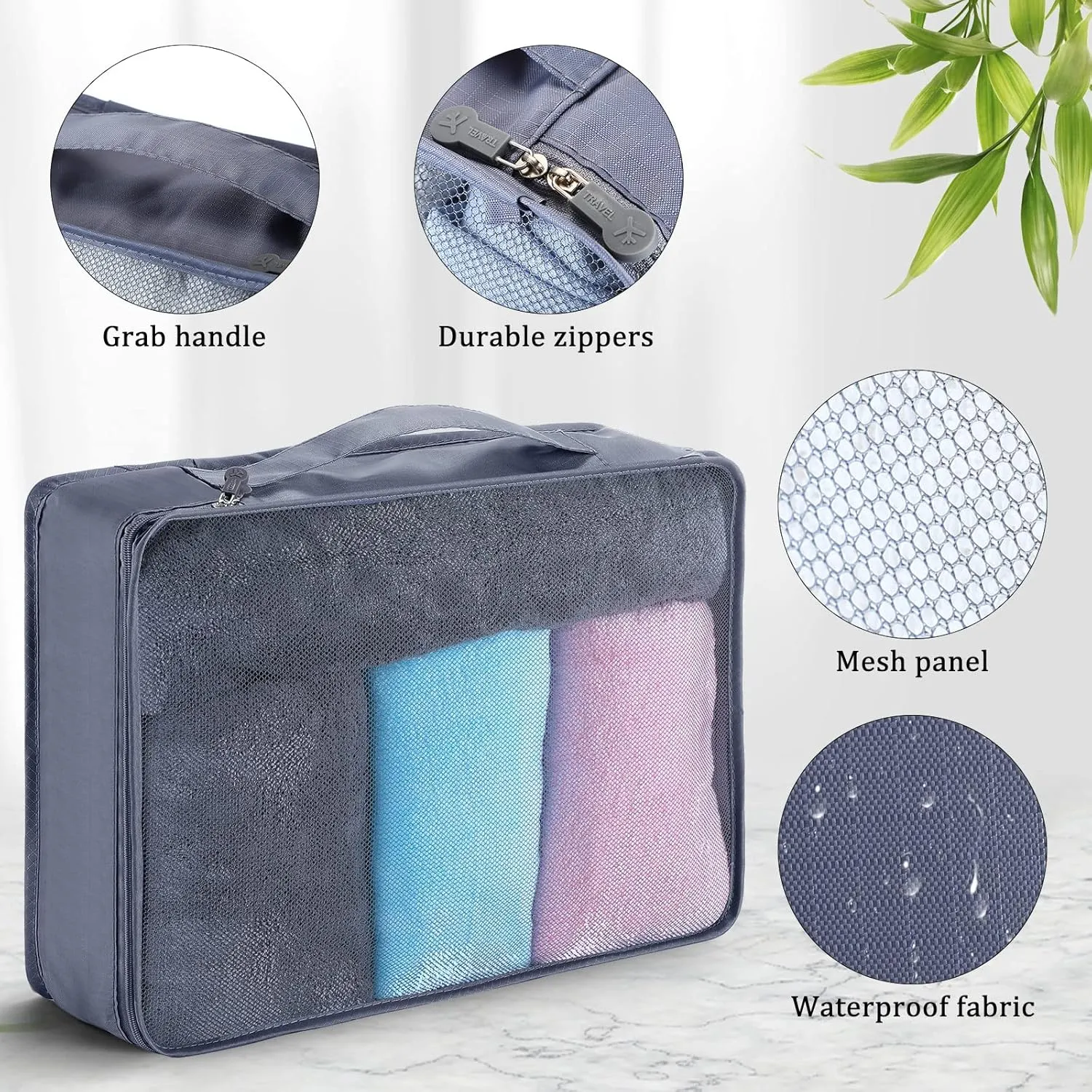 Tudomro 12 Pcs Large Packing Cubes Luggage Organizers for Suitcase Mesh Travel Organizer Bags Travel Packing Organizers for Traveling Camping Hiking