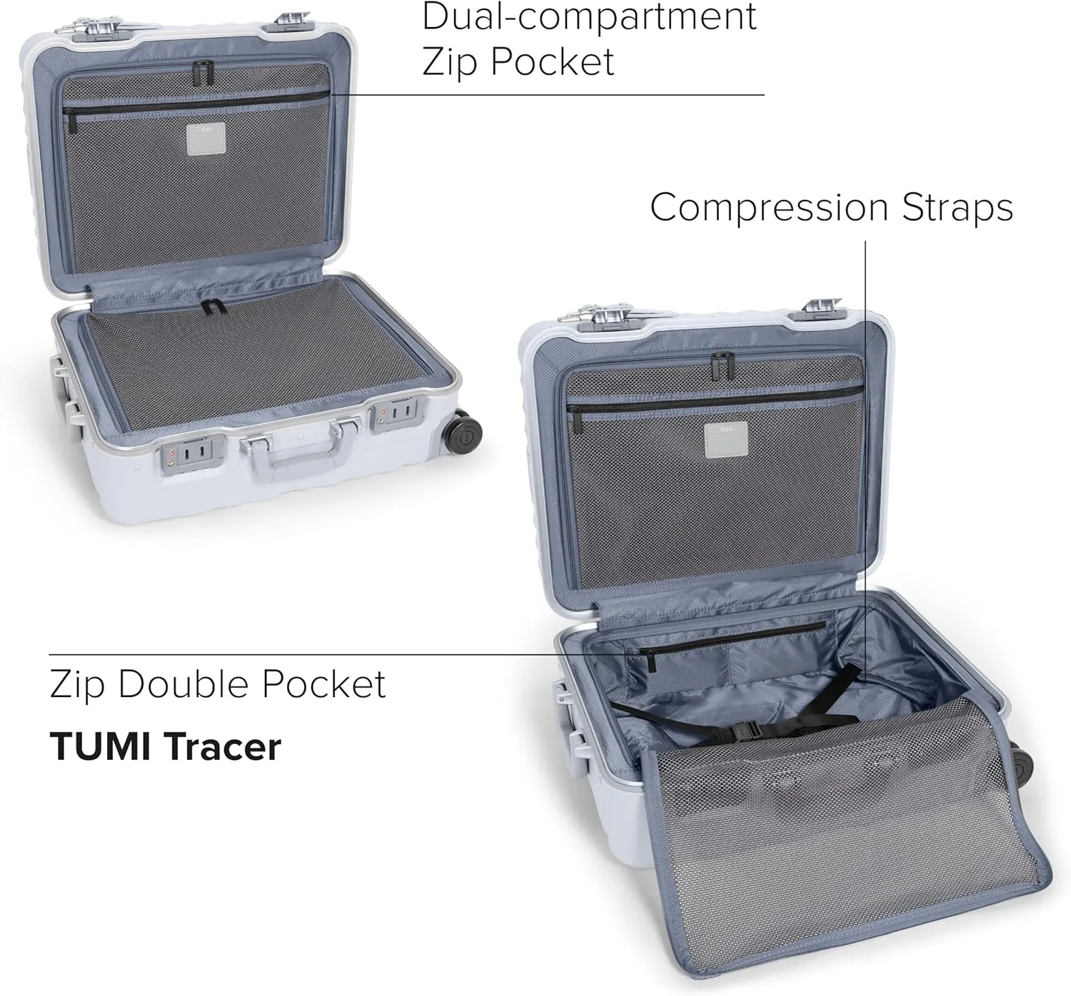 TUMI 19 Degree Frame Continental 4 Wheel Carry-On - Lightweight Suitcase - Hard Shell Luggage - 21.8" X 15.8" X 9.0" - Pearl