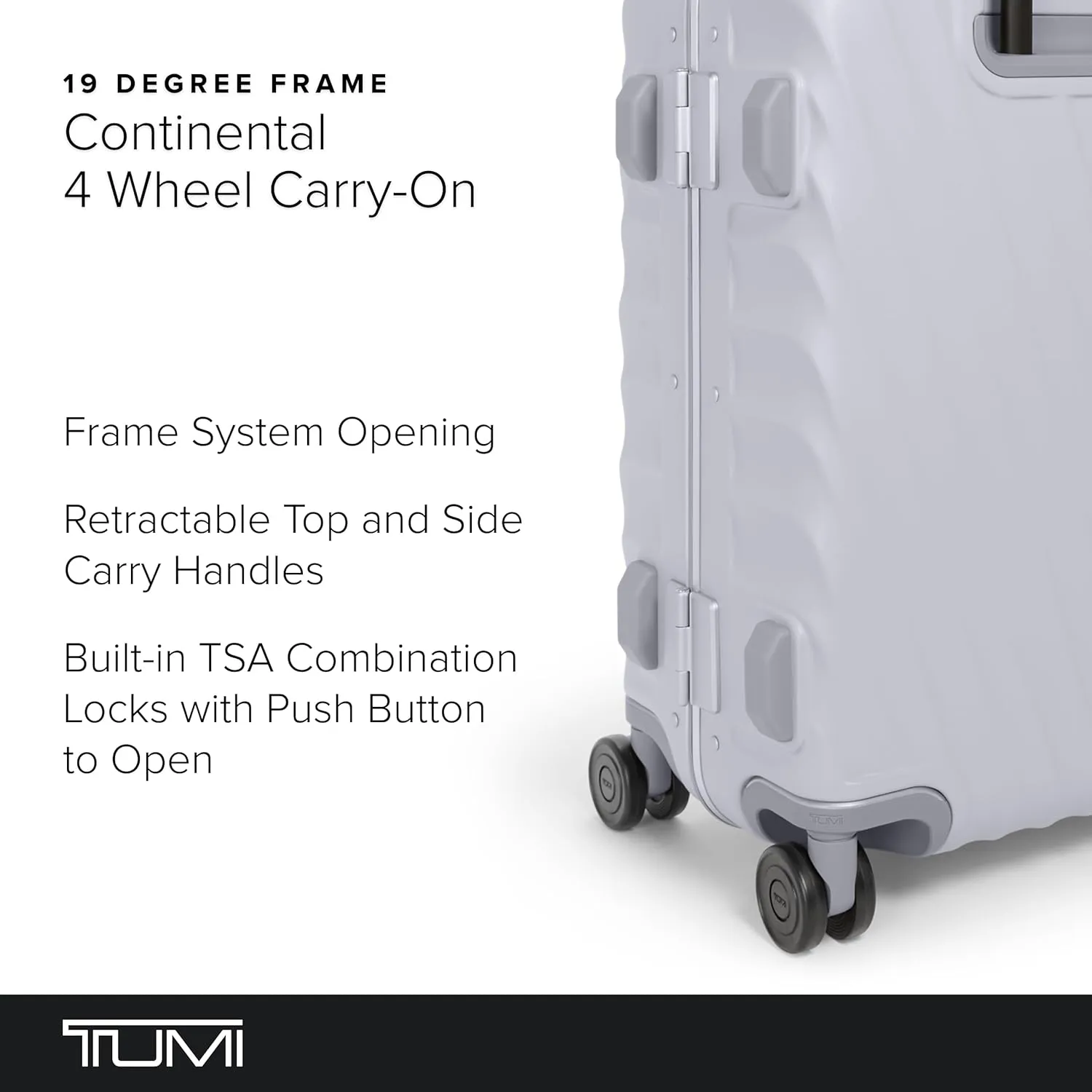 TUMI 19 Degree Frame Continental 4 Wheel Carry-On - Lightweight Suitcase - Hard Shell Luggage - 21.8" X 15.8" X 9.0" - Pearl