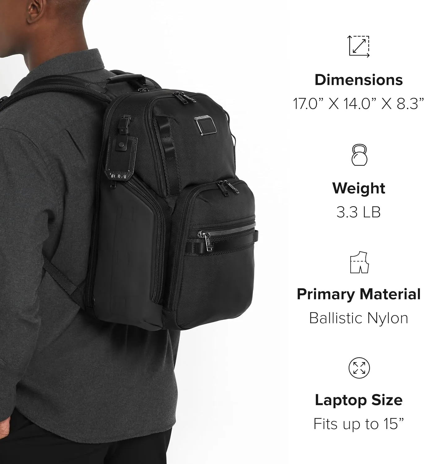 TUMI - Alpha Bravo Search Backpack - Laptop Backpack for Men & Women - Backpack for Work & Travel - 17.0" X 14.0" X 8.3" - Black