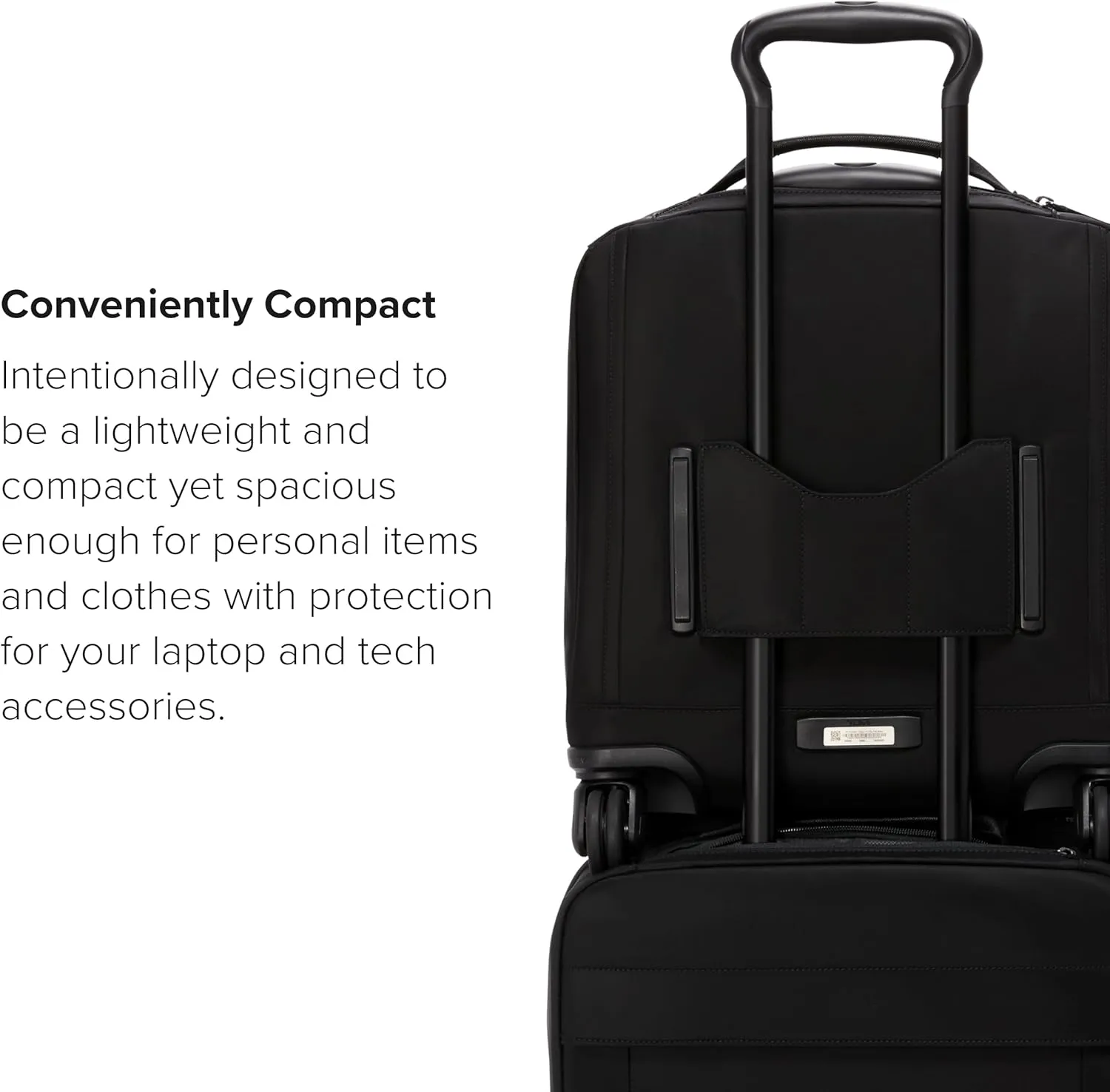 TUMI - Voyageur Leger 4 Wheel Carry-On Luggage - Lightweight and Spacious, Sleek Silhouette, Durable Women's Suitcase - 16" Compact Carry-On, Black with Gunmetal Hardware