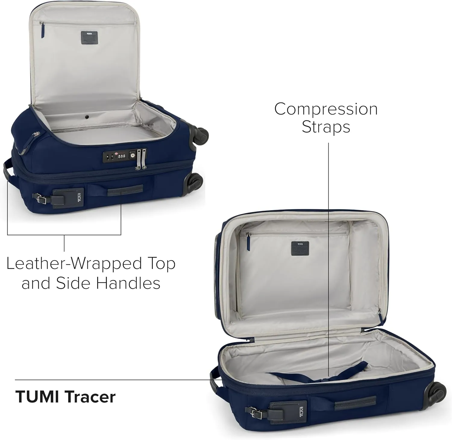 TUMI - Voyageur Leger 4 Wheel Carry-On Luggage - Lightweight and Spacious, Sleek Silhouette, Durable Women's Suitcase - 21.8" International Expandable Carry-On, Indigo with Silver Hardware