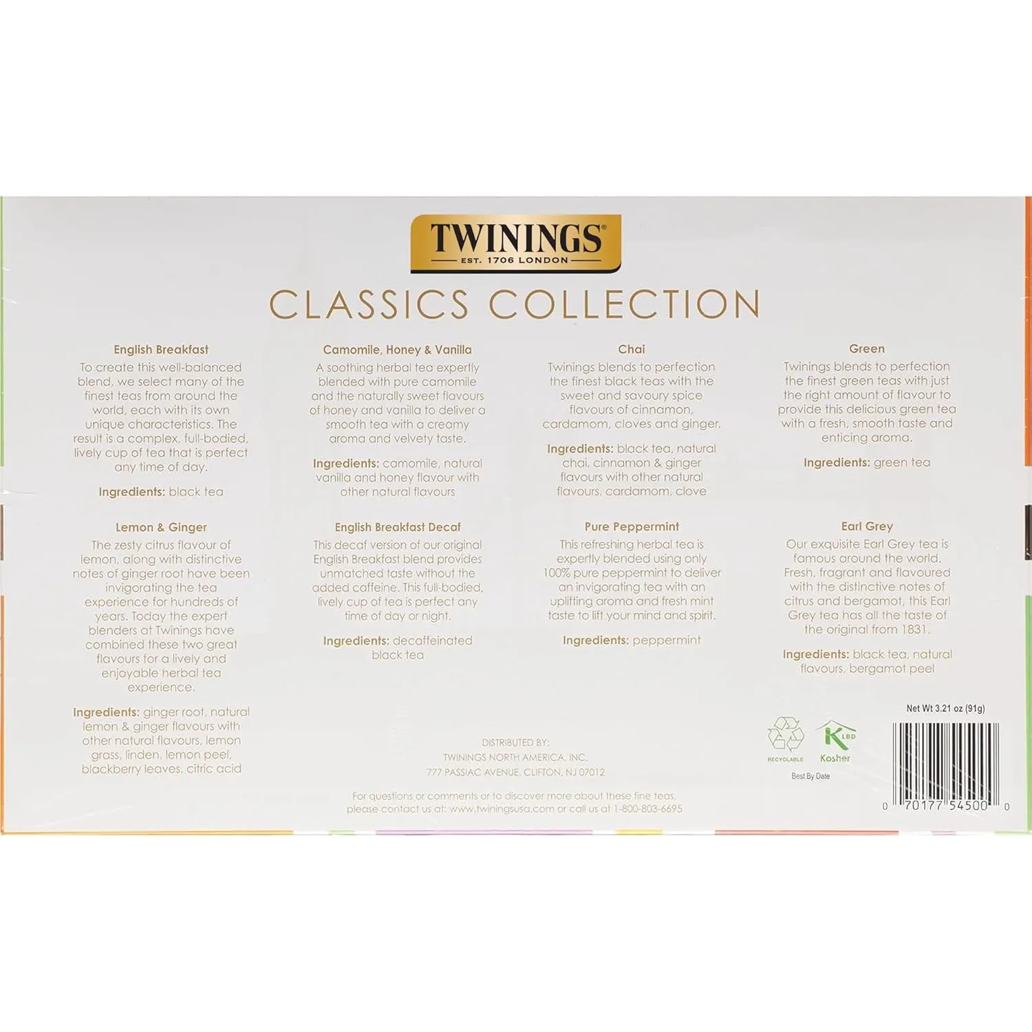 Twinings Tea Classics Collection Gift Box Sampler, 48 Count (Pack of 1), Enjoy Hot or Iced | Includes Black, Herbal, Green, & Chai Teas