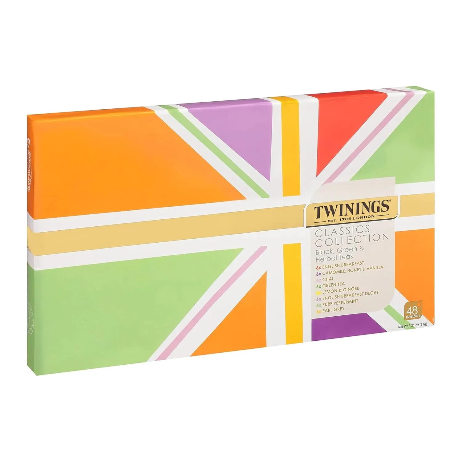 Twinings Tea Classics Collection Gift Box Sampler, 48 Count (Pack of 1), Enjoy Hot or Iced | Includes Black, Herbal, Green, & Chai Teas