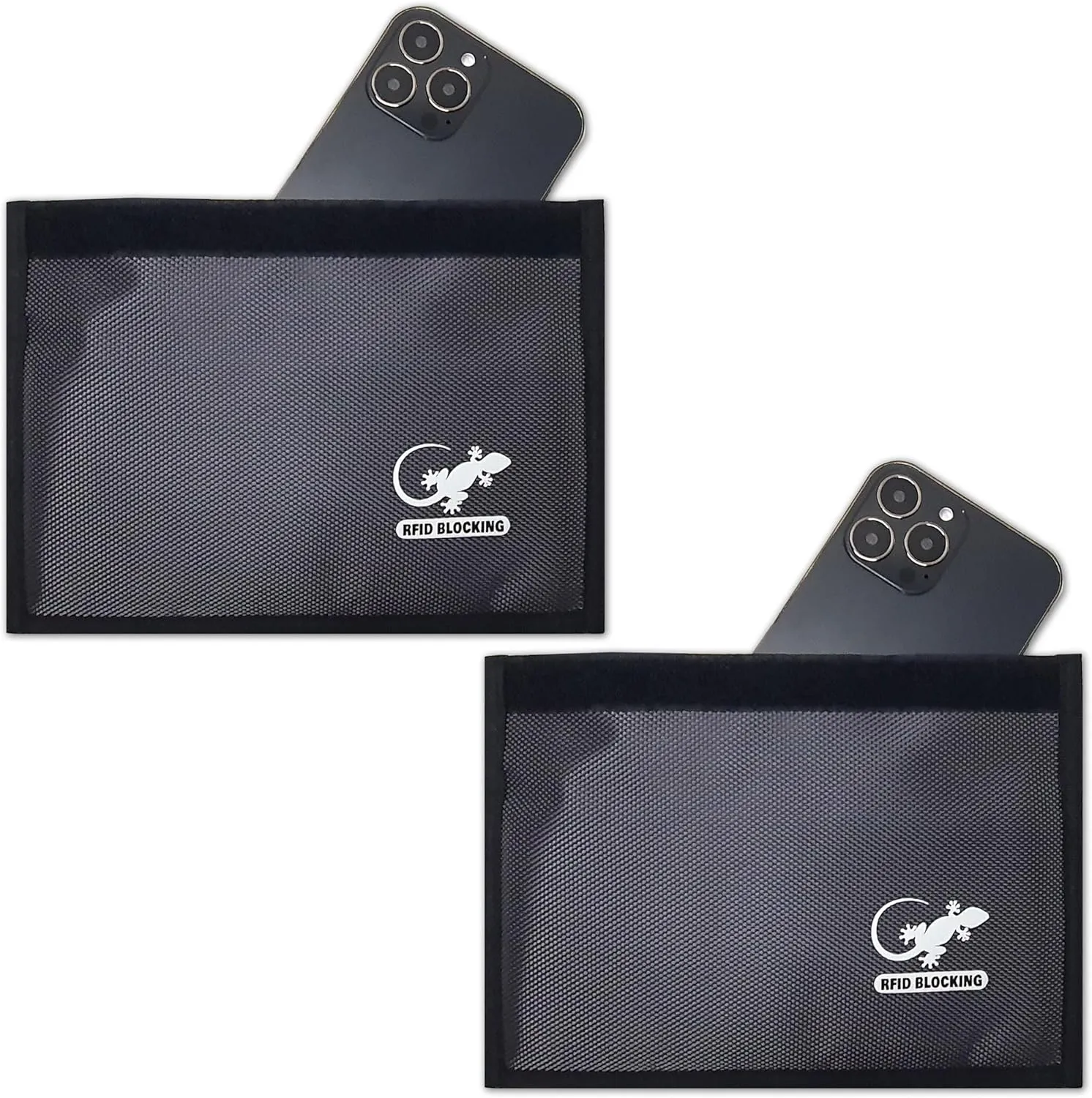 Two Faraday Bags Anti-Tracking GPS RFID Signal Blocker Wallet Shielding Pouches (x2) Protective Cases for Cell Phone Car Key FOB, Data Privacy, Electronic Device Security (2 PACK - POCKET GRAY)