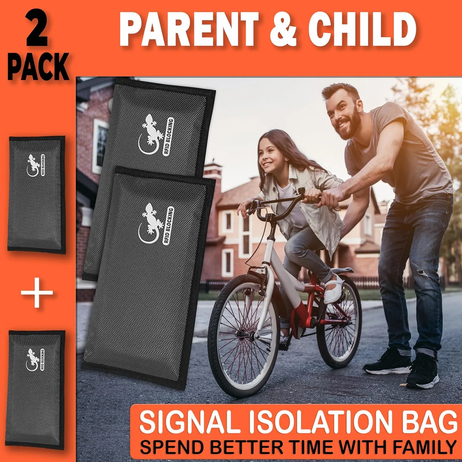 Two Faraday Bags Anti-Tracking GPS RFID Signal Blocker Wallet Shielding Pouches (x2) Protective Cases for Cell Phone Car Key FOB, Data Privacy, Electronic Device Security (2 PACK - POCKET GRAY)