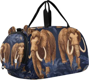 Two Mammoths Duffle Bag for Kids Girls Boys, Sports Gym Bag with Shoe Compartments, Kids Travel Overnight Weekender Shoulder Bag