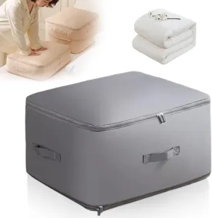 Ultra Space Saving Self Compression Organizer, 2024 Upgraded Space Saver Comforter Storage Bag, Large Capacity Compression Storage Bags for Clothes Blankets Travel Moving Bags (Grey, Large)