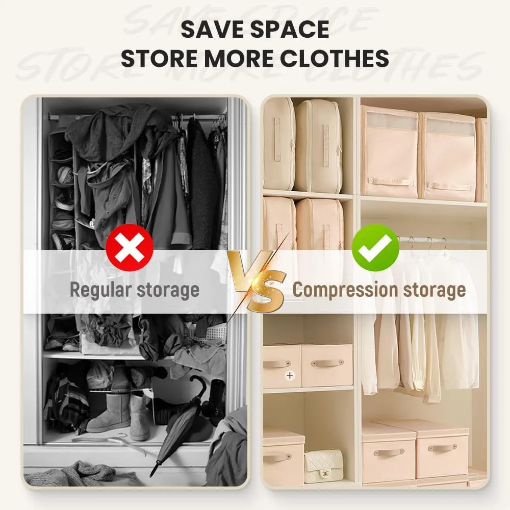 Ultra Space Saving Self Compression Organizer, 2024 Upgraded Space Saver Comforter Storage Bag, Large Capacity Compression Storage Bags for Clothes Blankets Travel Moving Bags (Grey, Large)