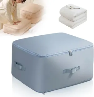 Ultra Space Saving Self Compression Organizer, 2025 Heavy Duty Storage Travel Packing Storage Tote, Storage Tote for Space Saving, Clothing Storage Bag for Comforters Blankets Bedding (Blue, X-Large)