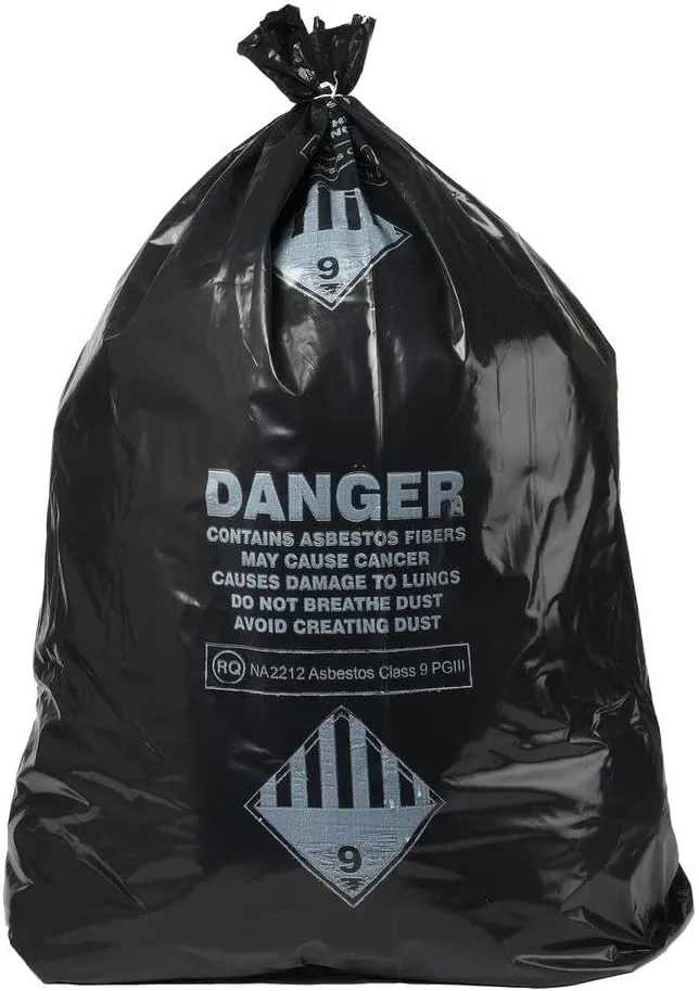 Ultrasac 33 Gal. Asbestos 4 Mil Bag - 30" x 40" - Pack of 50, Black (UL-ASB-4 MIL-50)