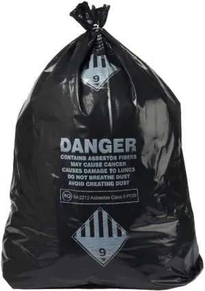 Ultrasac 33 Gal. Asbestos 4 Mil Bag - 30" x 40" - Pack of 50, Black (UL-ASB-4 MIL-50)