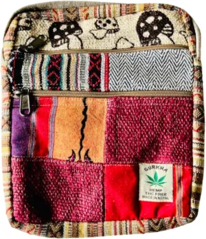 Unisex Cotton Crossbody Bag Hippie Patchwork 5 Pockets Passport Documents Shoulder Bag Eco-friendly - Handmade In Mt. Everest Country Nepal