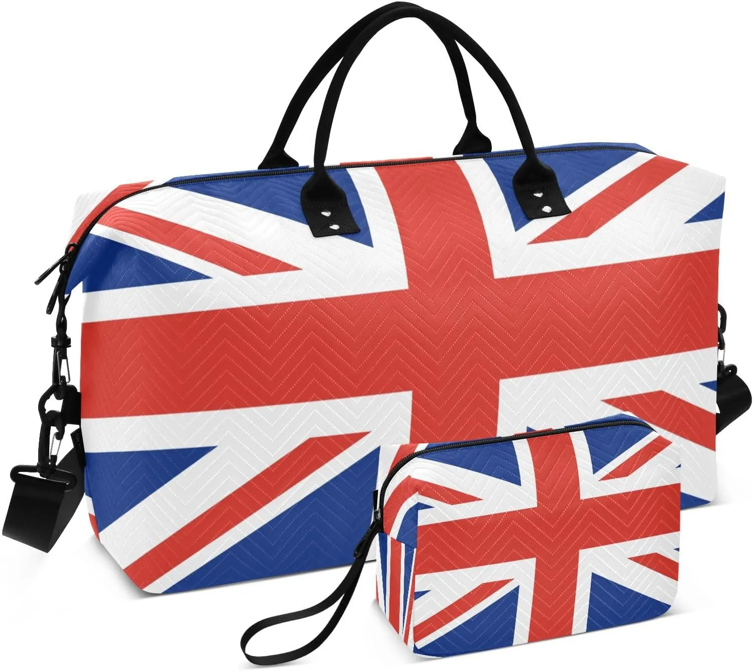 United Kingdom Flag Travel Duffle Bag Gym Bag Weekender Bags Quilt Overnight Bag Carry On Bag with Make Up Bag for Women Ladies Trip Airplane Travel Essentials Gifts