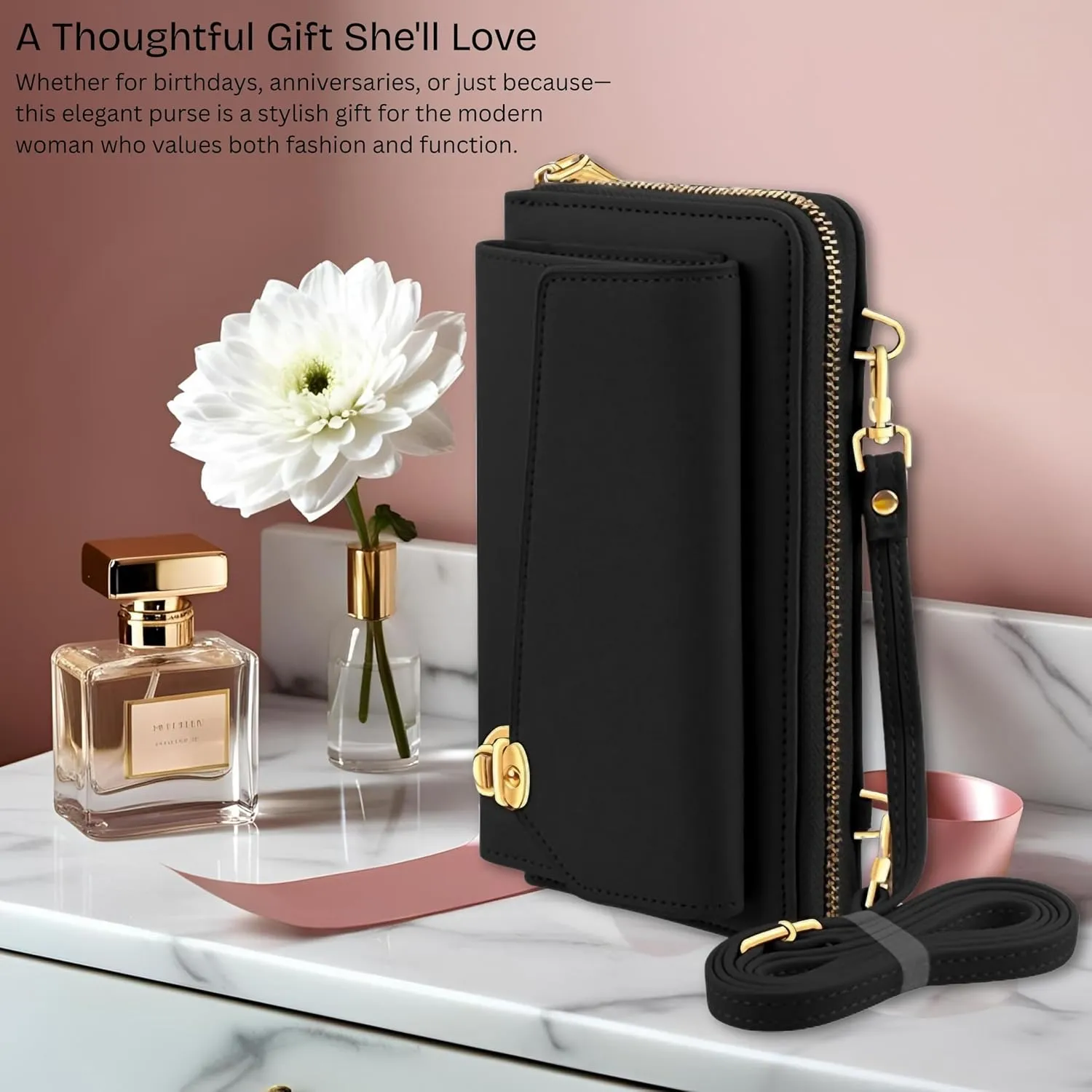 Universal Wallet Crossbody Purse Bag for Women – Clutch with Phone Holder, Detachable Strap for Travel, Shopping, Daily Use
