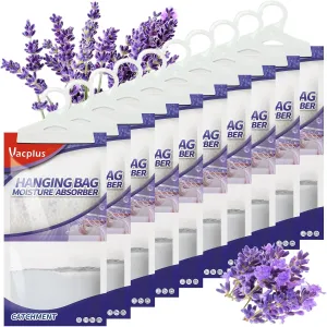 Vacplus Moisture Absorbers, Hanging Closet Dehumidifier Bags, Humidity Packs, Desiccant, Closet Dehumidifiers with Lavender Fragrance, 10 Pack, 9.8OZ