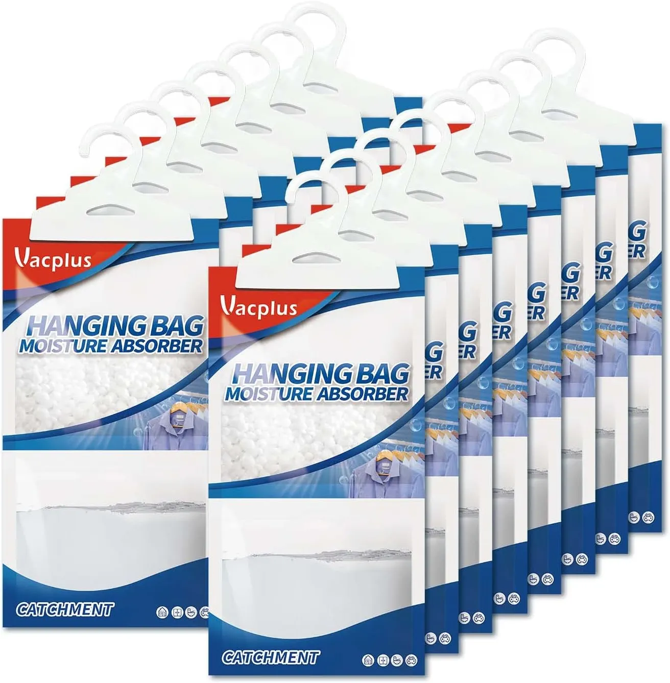 Vacplus Moisture Absorbers Packets, Fragrance Free 15 Pack, Humidity Packs, Dessicant Packets, Hanging Closet Dehumidifier Bags, Dehumidifier for Bathroom 9.8OZ