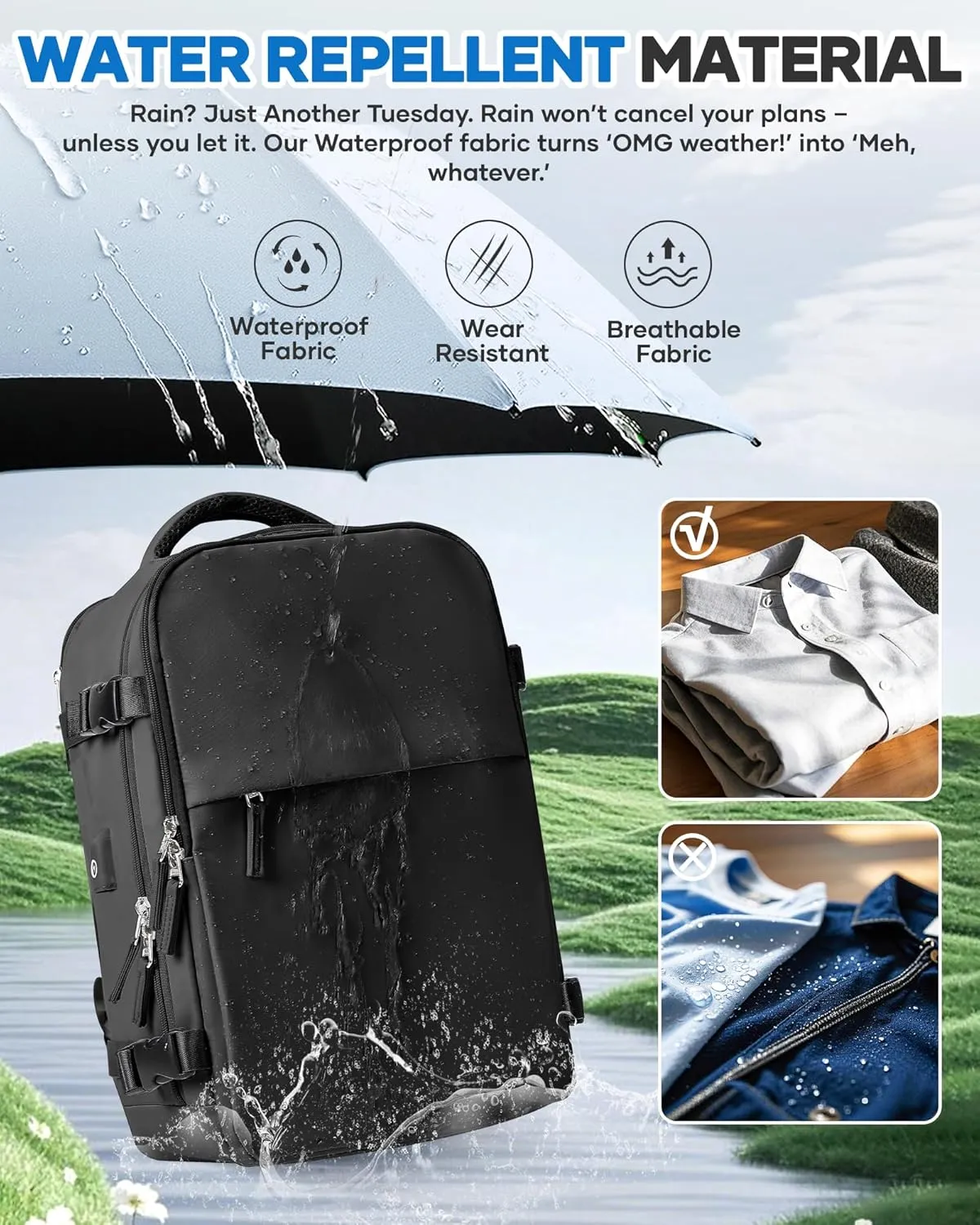 Vacuum Seal Travel Backpack with Air Pump,Compression Vacpack Waterproof Airback Carry On Backpack for Travel Women men with Vacuum System,Airlines Approved Daypack Laptop Space Saver Bags,Black