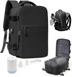 Vacuum Seal Travel Backpack with Air Pump,Compression Vacpack Waterproof Airback Carry On Backpack for Travel Women men with Vacuum System,Airlines Approved Daypack Laptop Space Saver Bags,Black