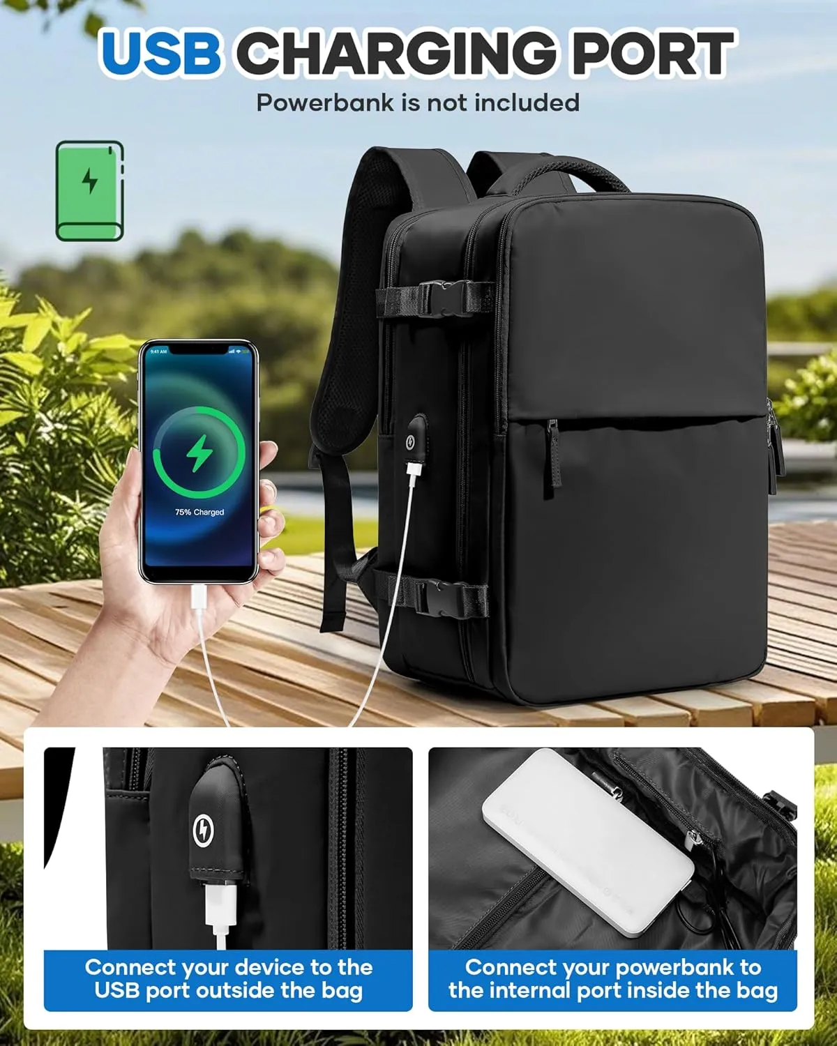 Vacuum Seal Travel Backpack with Air Pump,Compression Vacpack Waterproof Airback Carry On Backpack for Travel Women men with Vacuum System,Airlines Approved Daypack Laptop Space Saver Bags,Black