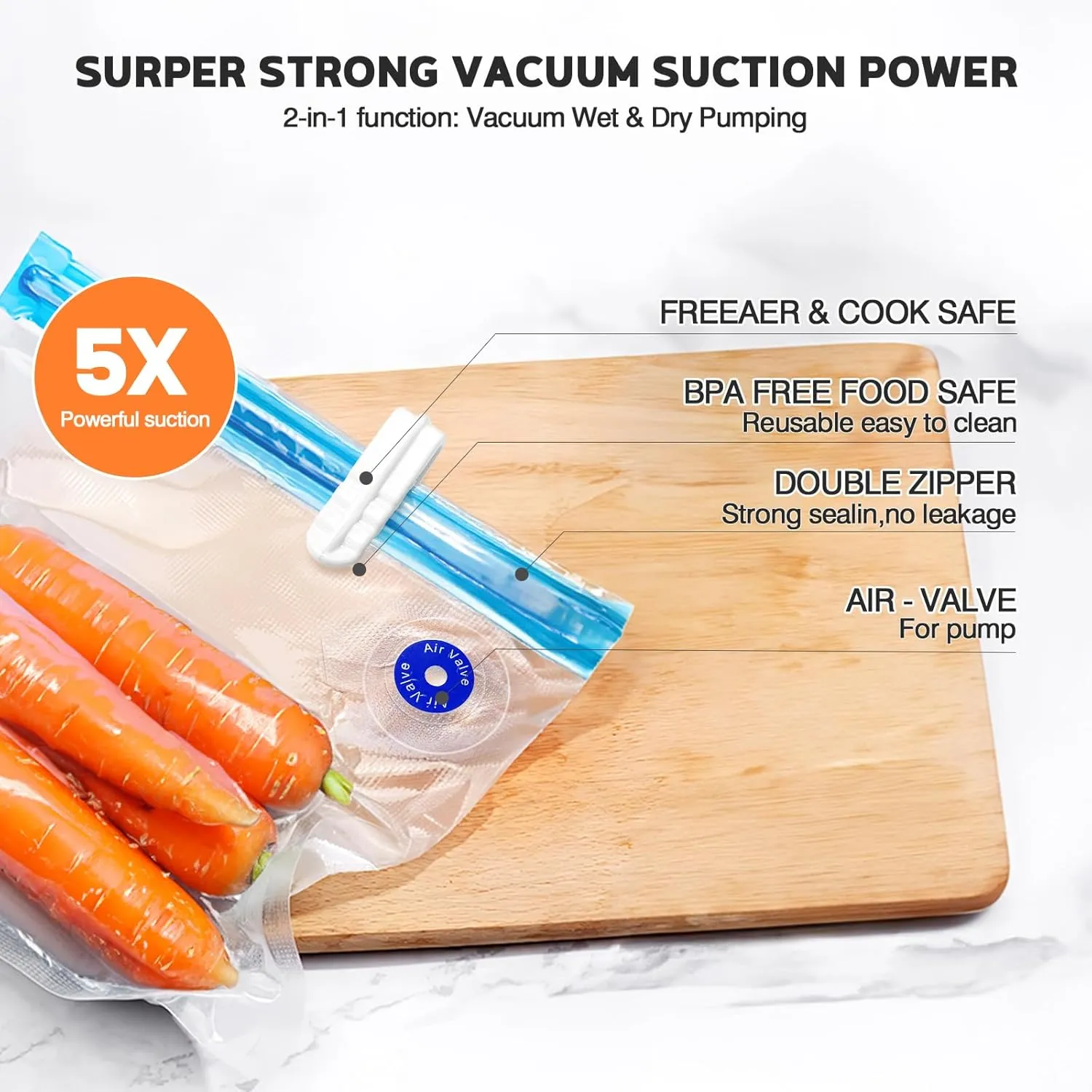 Vacuum Sealer for Food Sealing,40 Blue Vacuum Sealer Bags