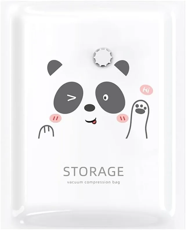 Vacuum Storage Bag Pumping Cotton Quilt Compression Bag Packing Finishing Vacuum Bag Thickening Clothes Storage Bag(Panda,60 X 80cm)
