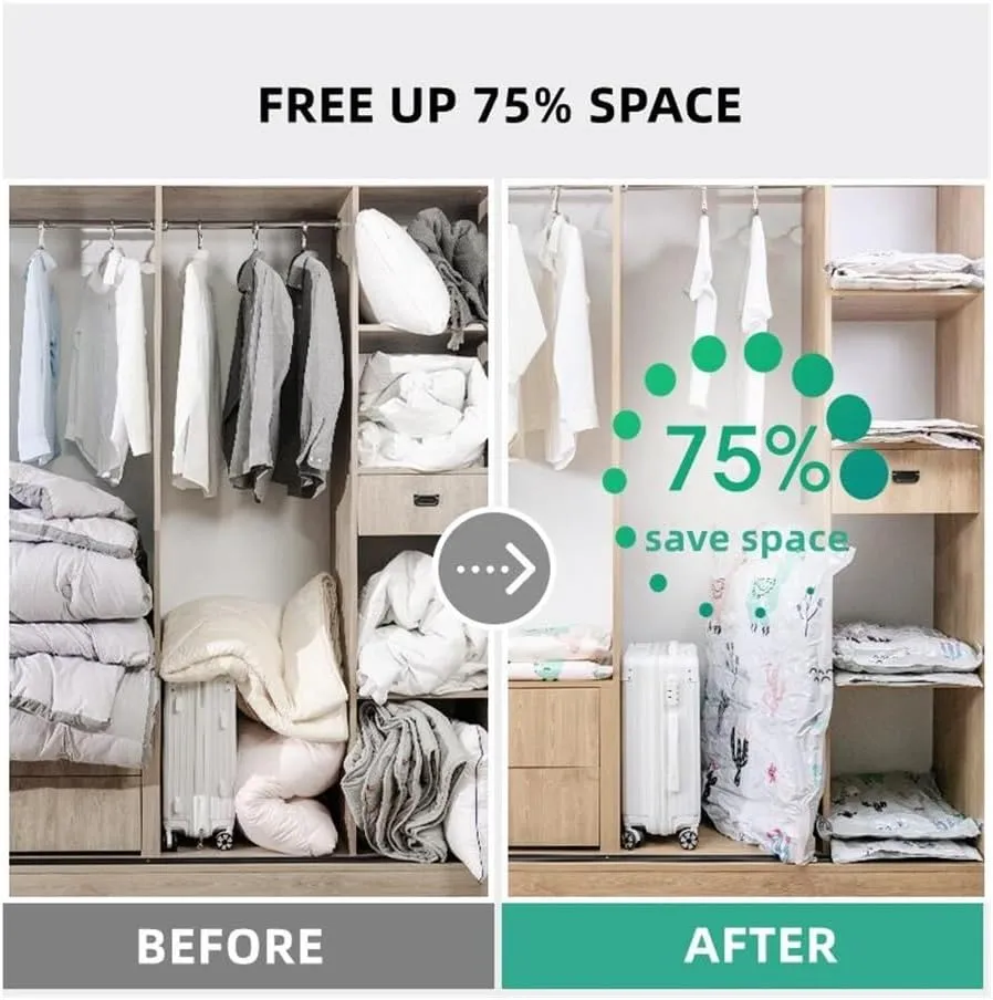 Vacuum Storage Bag Pumping Cotton Quilt Compression Bag Packing Finishing Vacuum Bag Thickening Clothes Storage Bag(Panda,60 X 80cm)