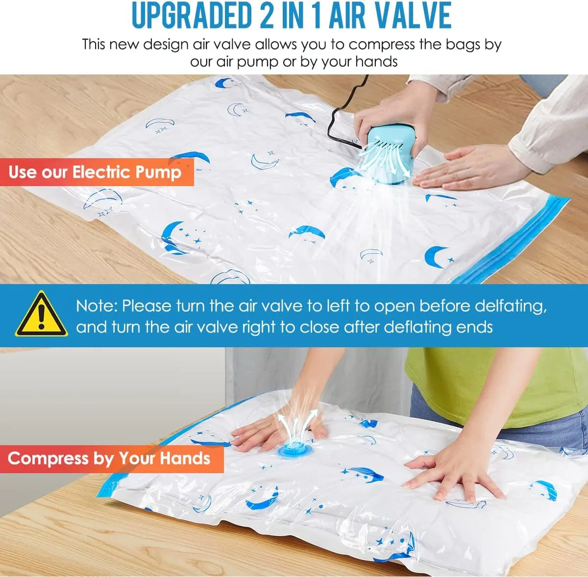 Vacuum Storage Bags with Electric Air Pump,12 Pack Small Size (24" x 16") Space Saver Bag for Clothes, Mattress, Blanket, Duvets, Pillows, Comforters, Quilt, Travel, Moving