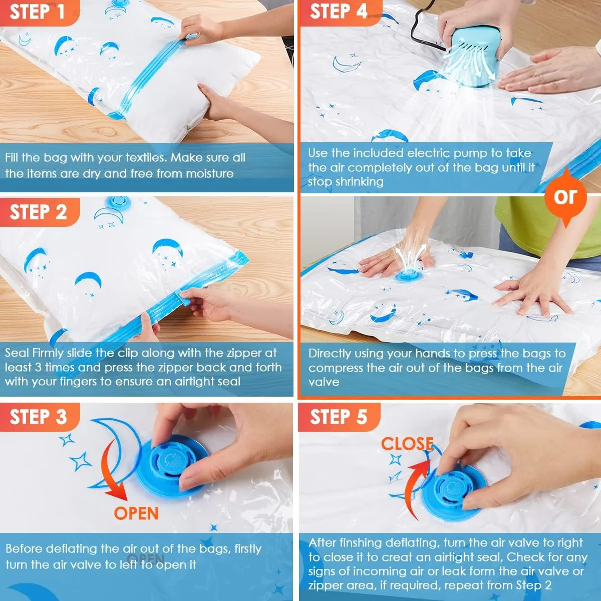 Vacuum Storage Bags with Electric Air Pump,12 Pack Small Size (24" x 16") Space Saver Bag for Clothes, Mattress, Blanket, Duvets, Pillows, Comforters, Quilt, Travel, Moving
