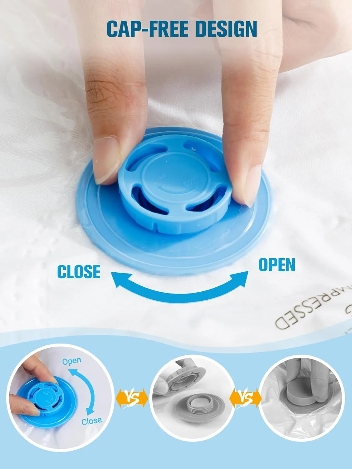 Vacuum Storage Bags with Electric Pump, New Air Valve Combo 32 Pack Vacuum Space Saver Bag, Vacuum Sealer Bags for Clothes, Clothing, Pillows, Comforters, Blankets, Quilt, Travel, Two Compressing Ways