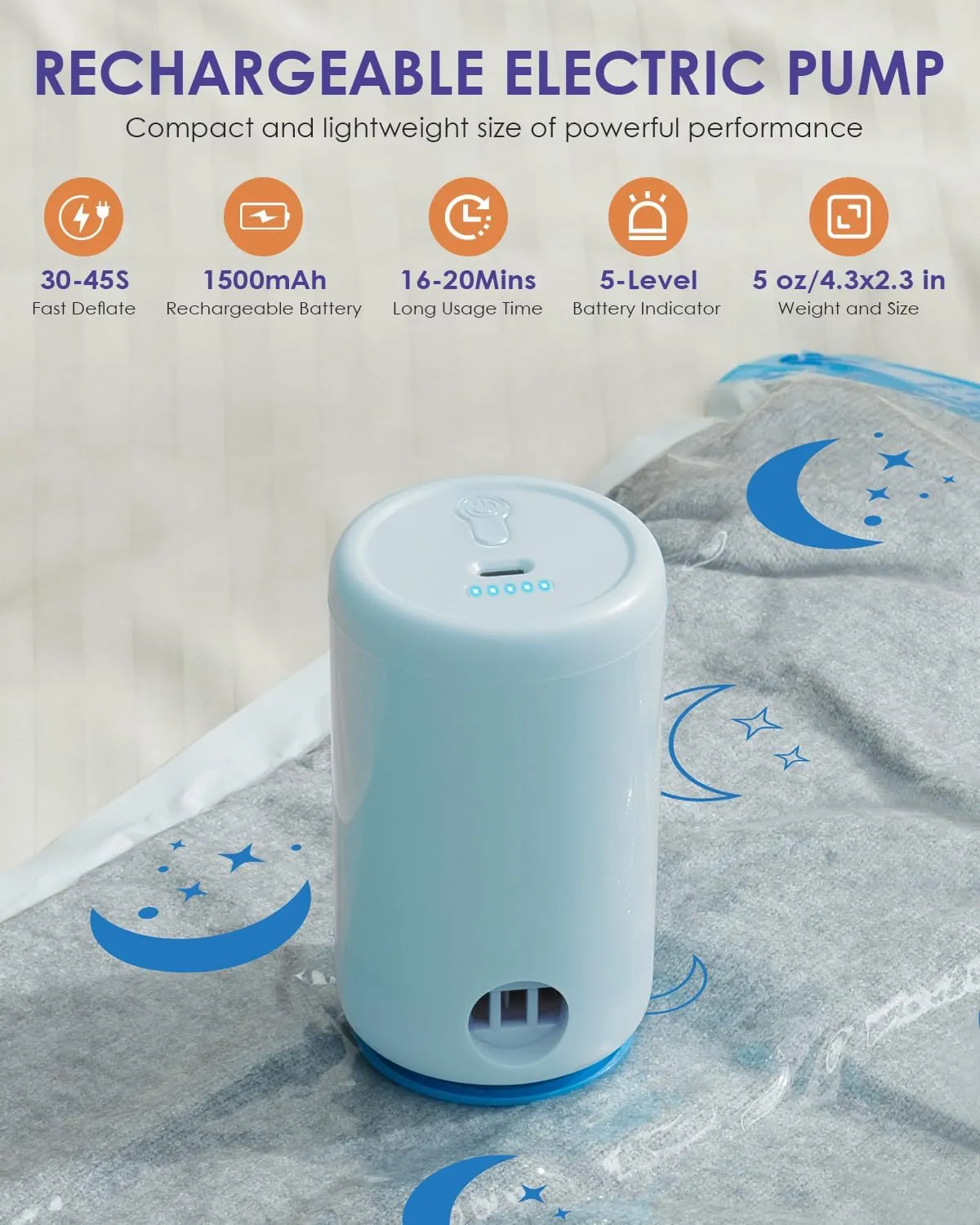 Vacuum Storage Bags with Rechargeable Pump,12 Pack Medium Size (17.7"x27.5") Vacuum Sealed Space Save Bag with 1500mAh Pump for Clothes, Blanket, Duvets, Pillows, Comforters, Quilt, Travel, Moving