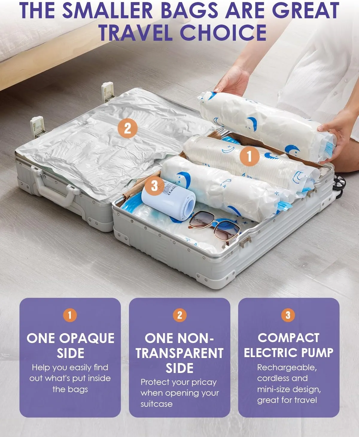 Vacuum Storage Bags with Rechargeable Pump,12 Pack Medium Size (17.7"x27.5") Vacuum Sealed Space Save Bag with 1500mAh Pump for Clothes, Blanket, Duvets, Pillows, Comforters, Quilt, Travel, Moving