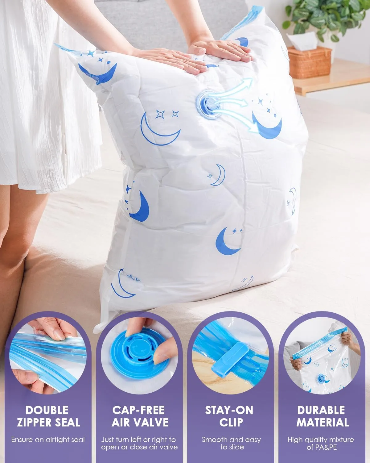Vacuum Storage Bags with Rechargeable Pump,12 Pack Small Size (15.7"x23.6") Vacuum Sealed Space Save Bag with 1500mAh Pump for Clothes, Blanket, Duvets, Pillows, Comforters, Quilt, Travel, Moving