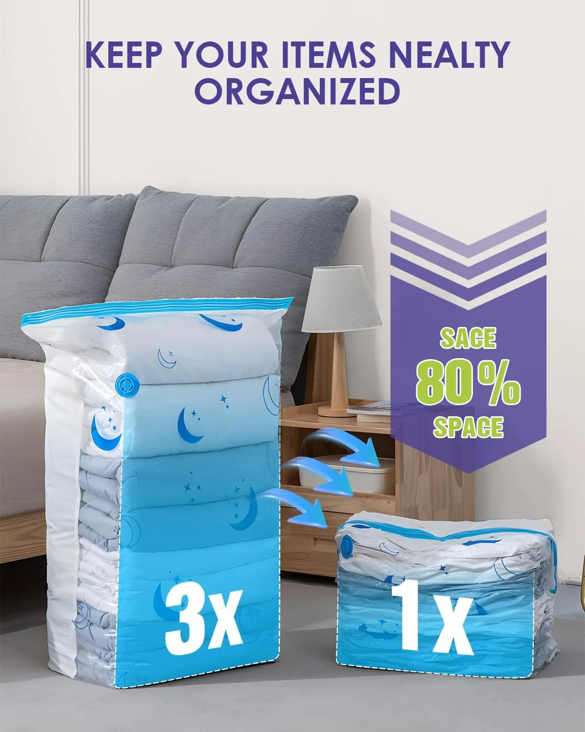 Vacuum Storage Bags with Rechargeable Pump,12 Pack Small Size (15.7"x23.6") Vacuum Sealed Space Save Bag with 1500mAh Pump for Clothes, Blanket, Duvets, Pillows, Comforters, Quilt, Travel, Moving