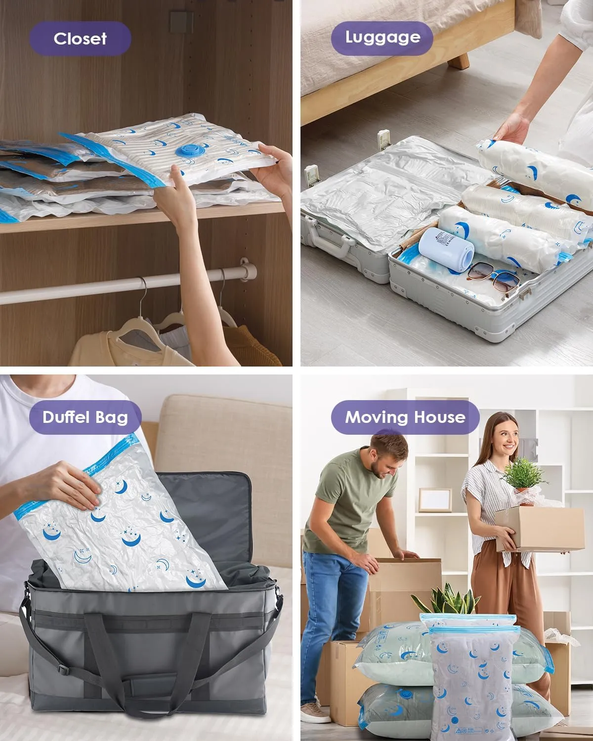 Vacuum Storage Bags with Rechargeable Pump,12 Pack Small Size (15.7"x23.6") Vacuum Sealed Space Save Bag with 1500mAh Pump for Clothes, Blanket, Duvets, Pillows, Comforters, Quilt, Travel, Moving