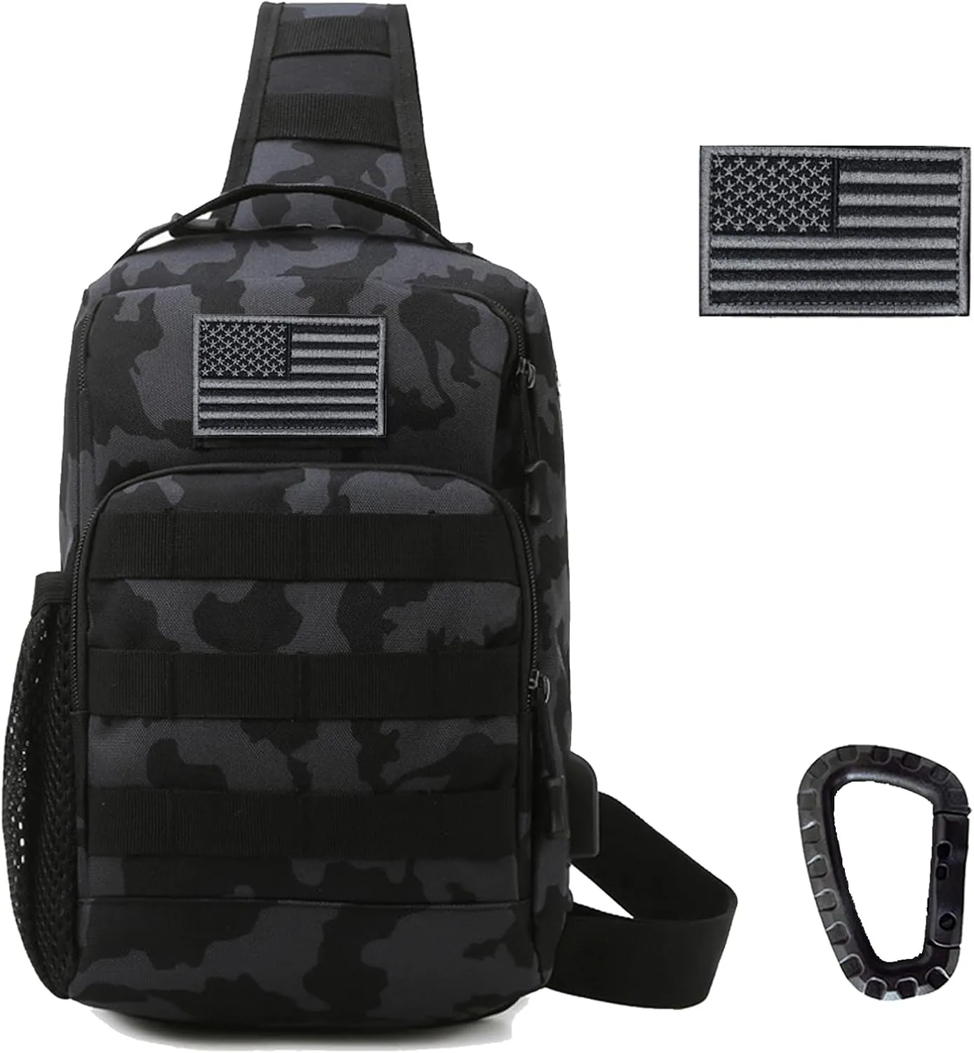 Valinov Tactical Shoulder Bag,Molle Shoulder Backpacks,Military Sling Daypack Backpack with USB Charging port